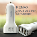 Original Remax Real 3.6A ABS Heat-resistant and Fire Prevention Triple USB Universal Car Charger